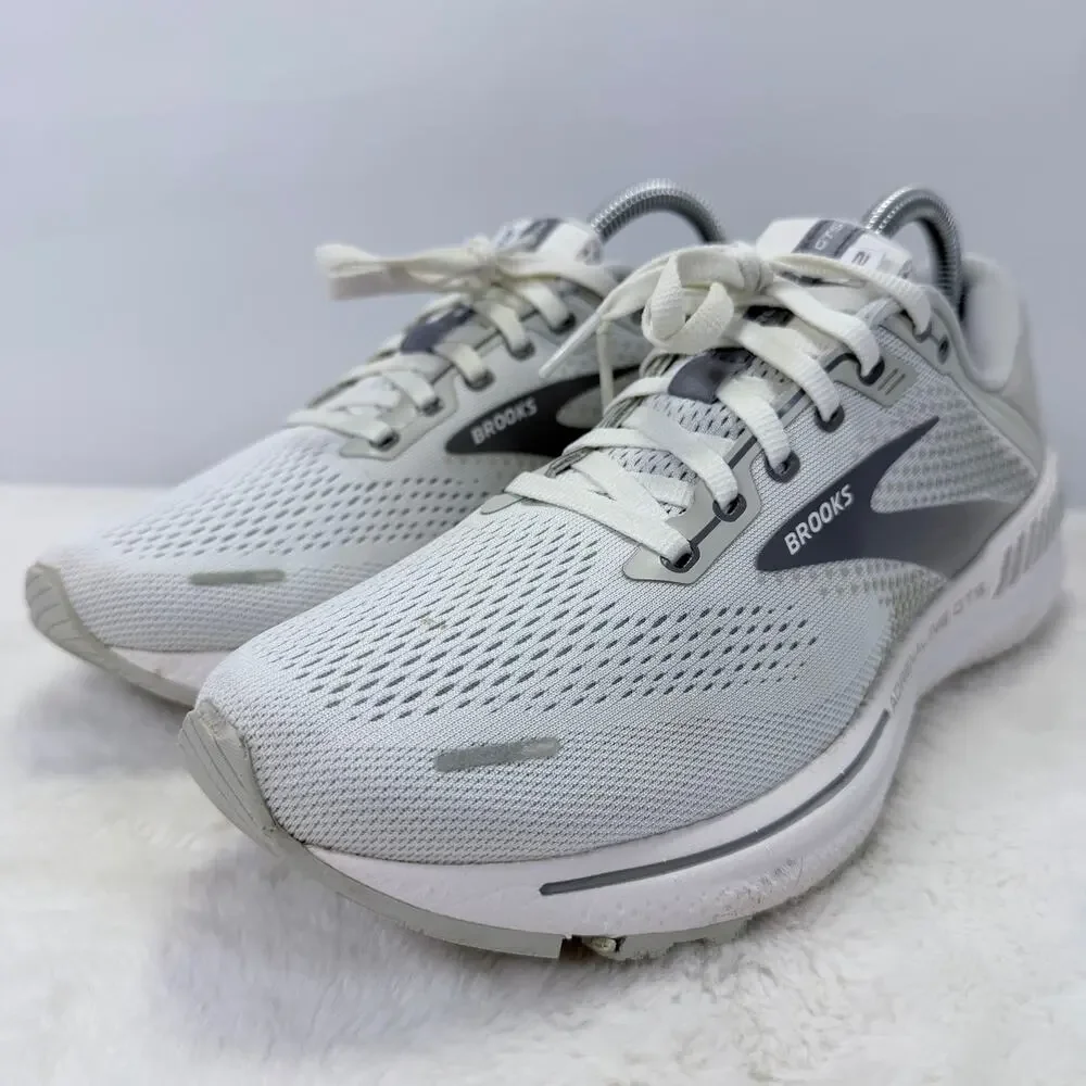 Brooks Adrenaline GTS 22 Womens Running Shoes Size 9.5 White Grey Athletic